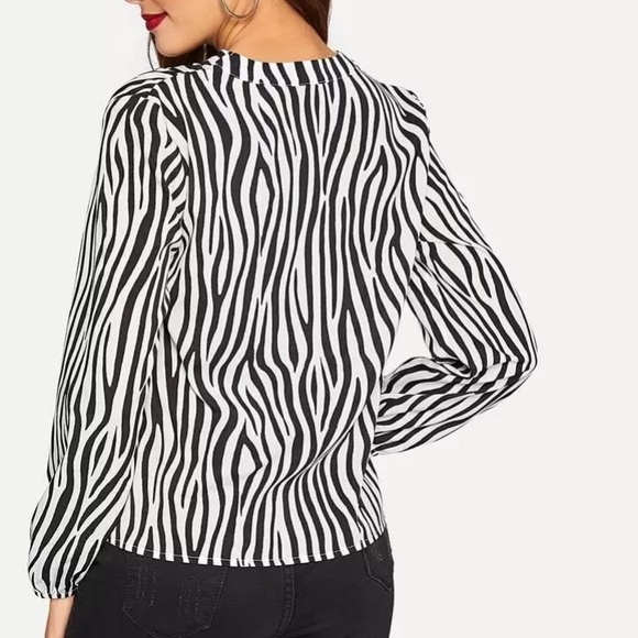Zebra Print Long Sleeve Blouse - Picture 4 of 5